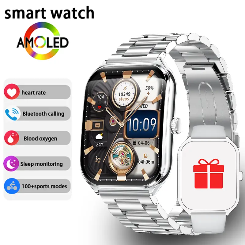 New Ultra Thin Smart Watch Men 1.96' AMOLED HD Pixel Display Always Show Time BT Call Reminder Smartwatch Ladies For Android iOS - Image 9