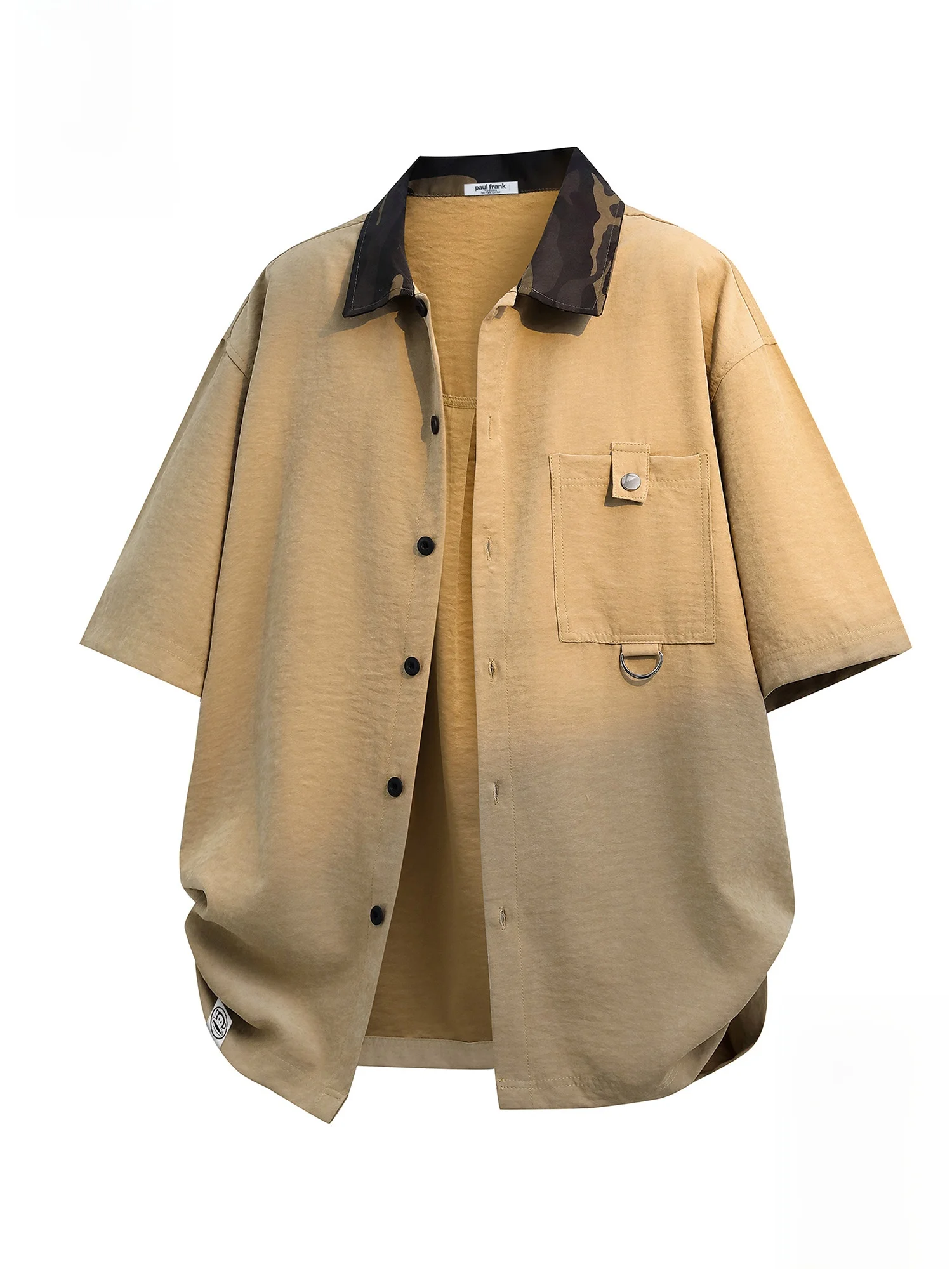 

PaulFrank M ort Sve irt Summer Casual Color Blo Collar Workwear Breathable Lightweight Polyester Nylon Blend