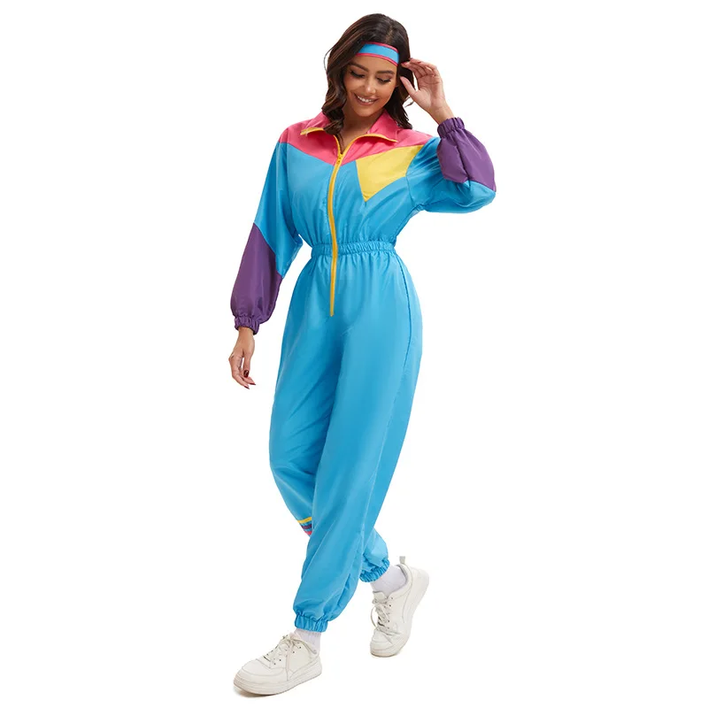 Halloween Bühne Vintage 80 90er Jahre Sportbekleidung Aktiv Tanz Fitness Skifahren Outfit Polyester Material Winterkollektion Damen Fas...