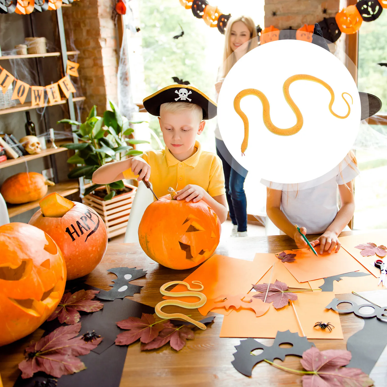 

1Set Realistic Clip Prank Snake 110Cm Lifelike Simulation Snake for Halloween Party Prank Spoof Props Toy Snakes