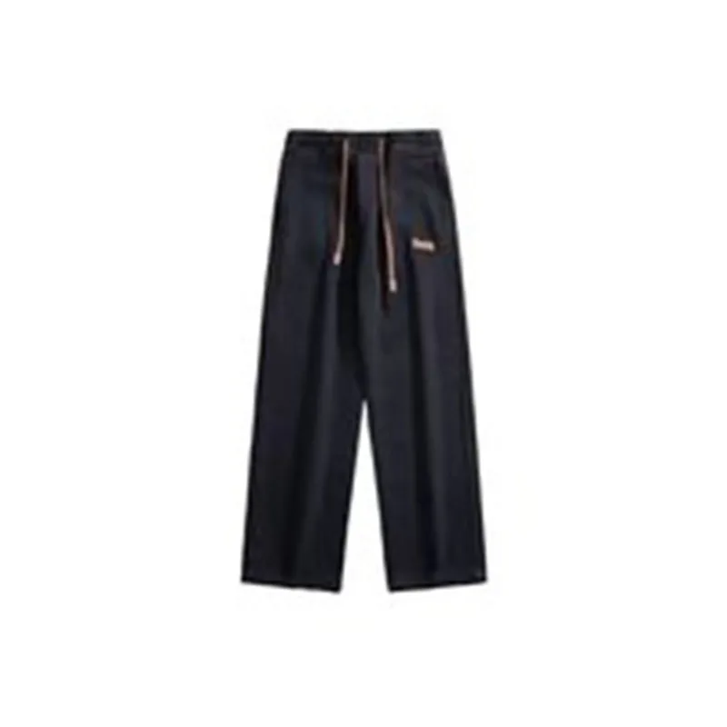 

Черные свободные широкие брюки прямого кроя на шнурке для мужчин, весенне-осенние рабочие брюки для мальчиков, новинка 2024.