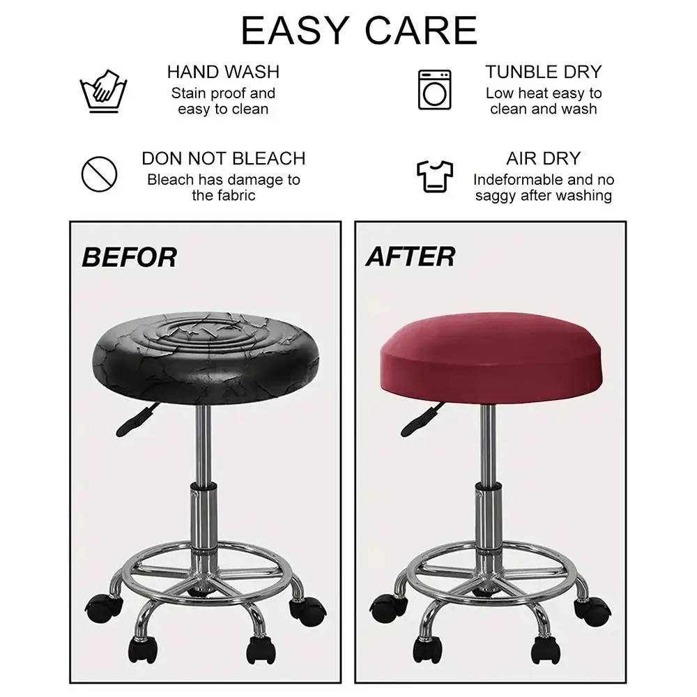 Waterproof Round Stool Cover Slipcovers Stool Case Stool Protector Case Stretch Chair Cover Elastic Fundas Para Sillas Home