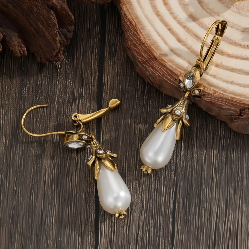Vintage Inlay Pearls Dangle Earrings For Women Party Birthday  Custom Jewelry