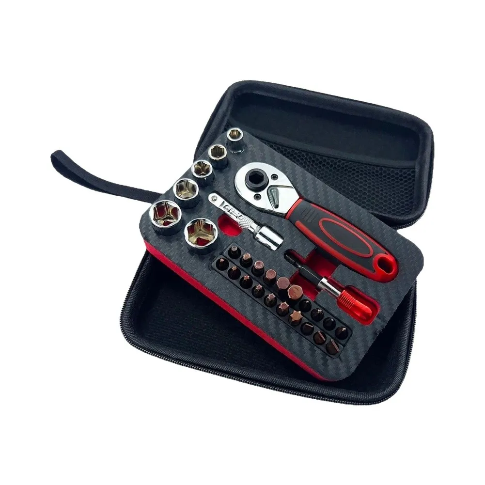 Auto Repair Tools 1 4 Drive Ratchet Set For Car Maintenance As Show Ratchet Wrench Set Eva Shock-absorbing Liner