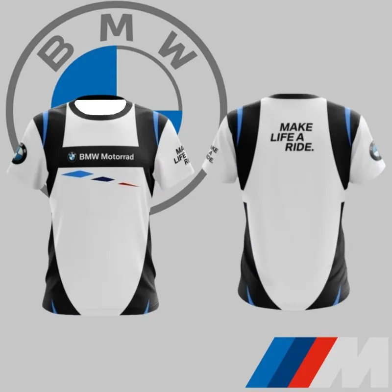 

New BMW Men's Brand 3D Printed T-shirt Short Sleeved Motorcycle Racing New Comfortable, Casual, Breathable Quick Drying Top