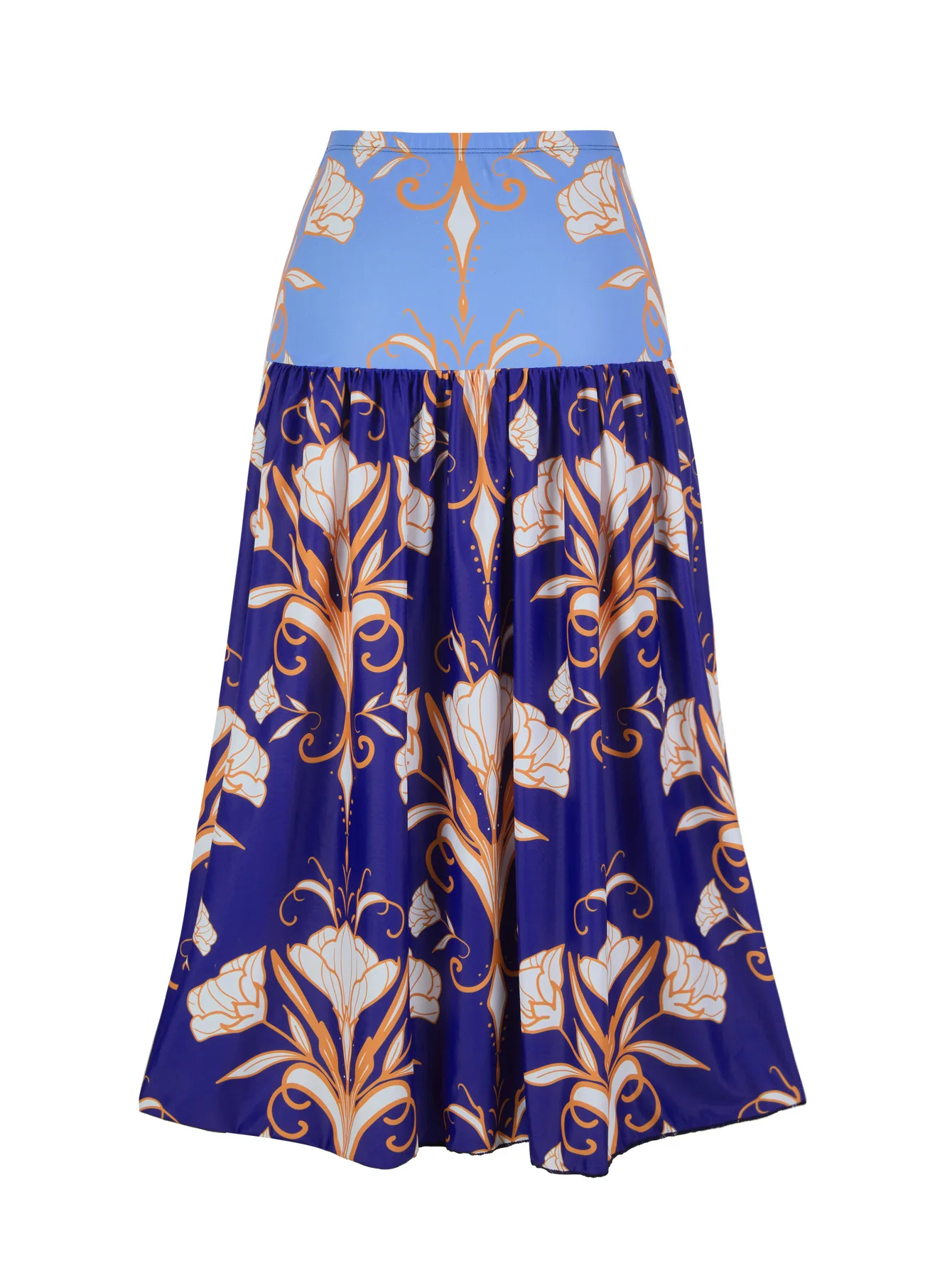 Maillot de bain une pièce imprimé Floral bleu pour femmes, ensemble robe de plage, Style vacances, jupe Maxi
