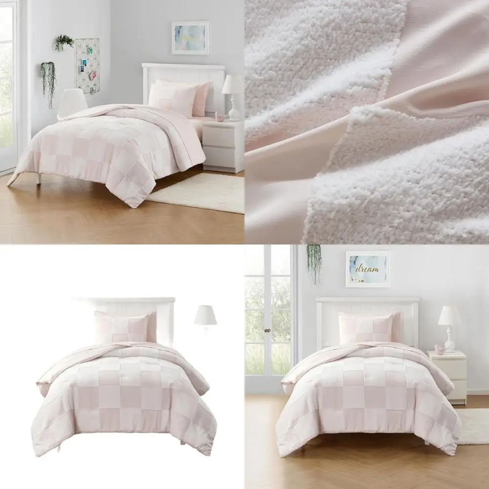 

Комплект постельного белья для малышей, двойной размер, клетчатый узор из синели, розовый для мальчиков и девочек