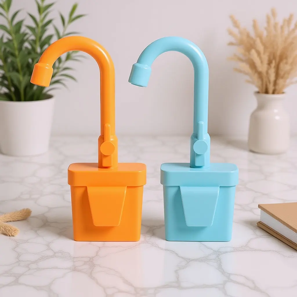 

Набор из 2 пластиковых игрушечных кранов для малышей: имитация кухонного смесителя с вращающимся механизмом для ролевых игр в домоводстве