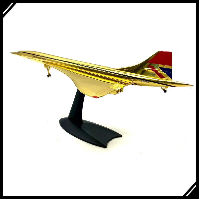 

1:200 Concorde Сверхзвуковой авиалайнер, литая под давлением металлическая модель самолета, позолоченный самолет, коллекционное подарочное украшение