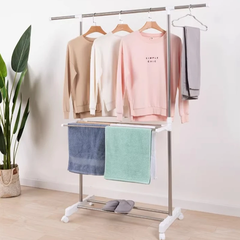 Picture 6: Large Capacity Folding Drying Rack, Stainless Steel Telescoping Towel & Clothing Rack for Home Bathroom Bedroom