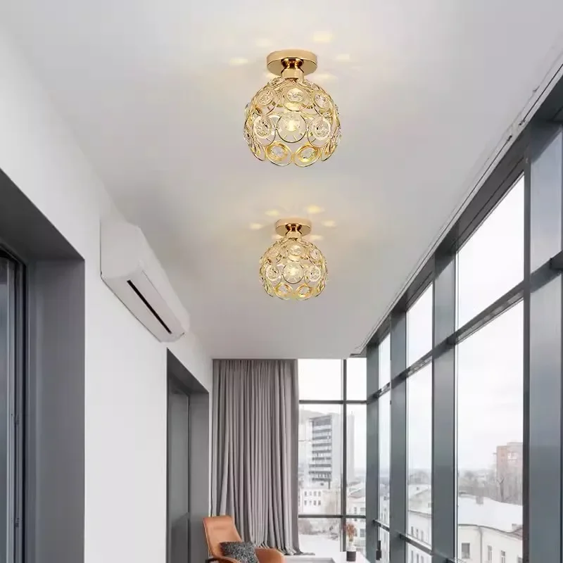 Led Crystal Aisle Lamp Corridor Balcony Ceiling Light Nordic Style Personality Creative Small Chandelier Entrance Lamps