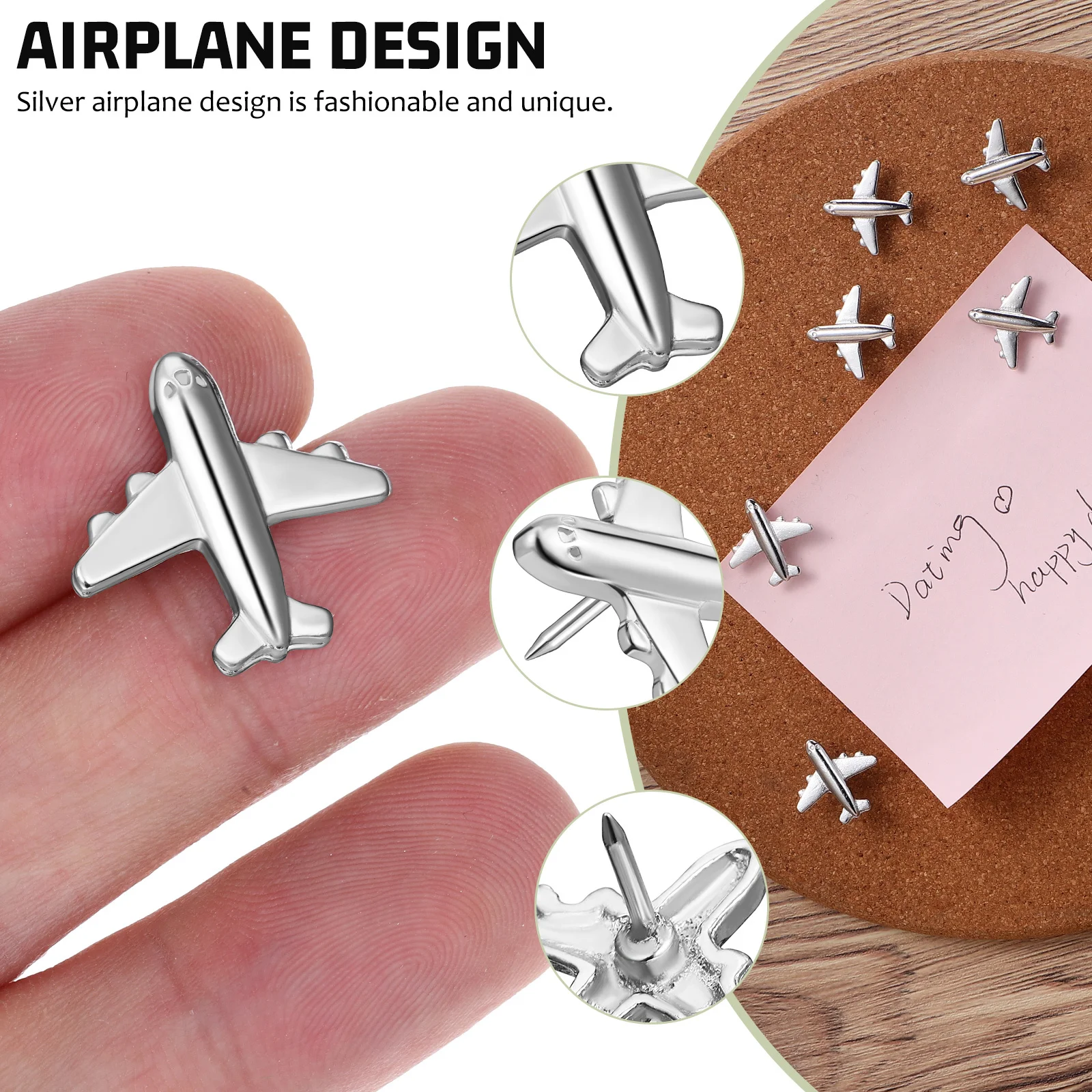 24 قطعة دبابيس ضغط طائرة معدنية تصميم فريد من نوعه مسامير الإبهام للوحة الفلين خريطة نشرة ملحقات المكتب الزخرفية الصورة