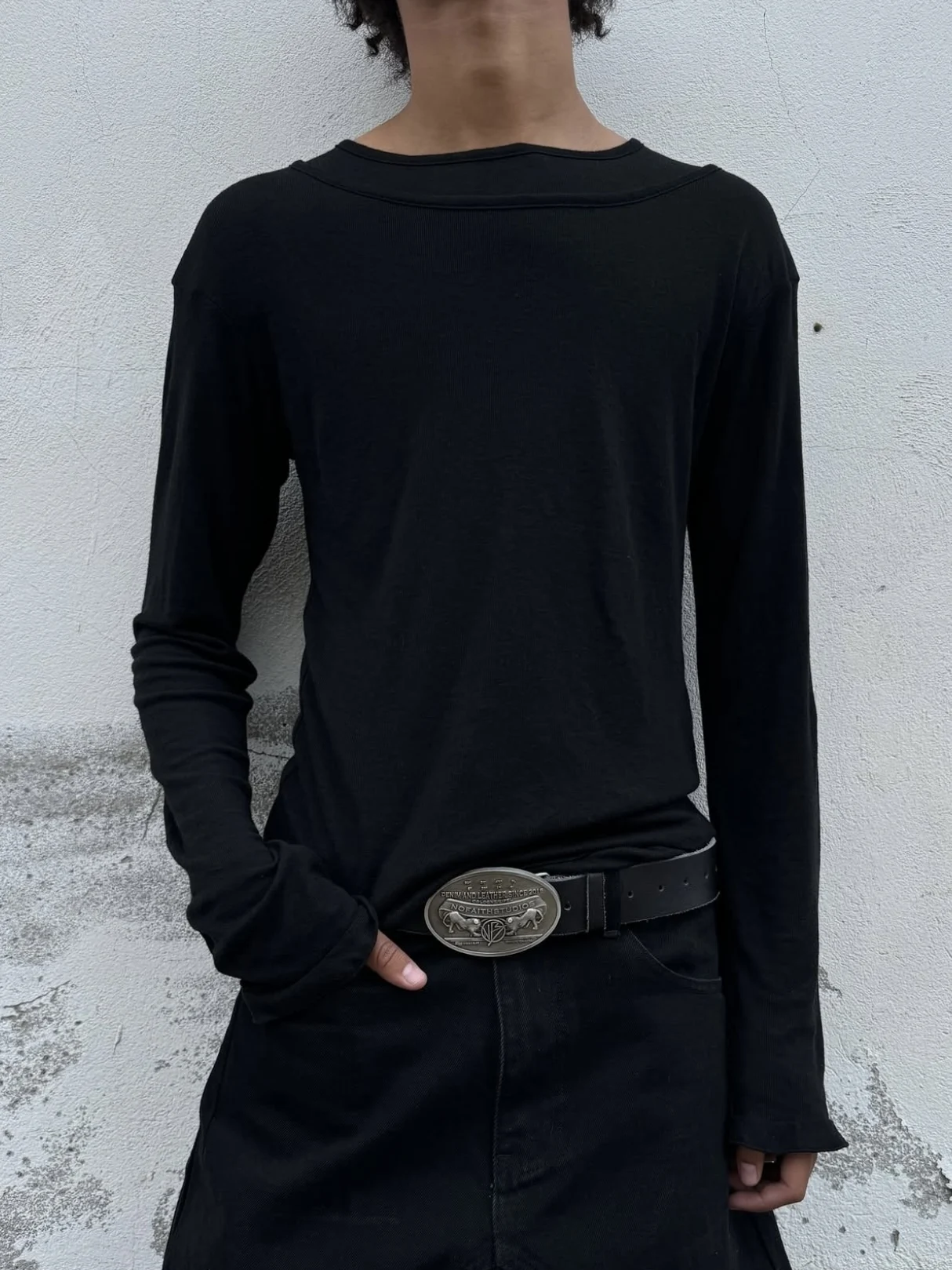 Even Cero Siete Slim Fit round Neck Double Layer Black White Shirt