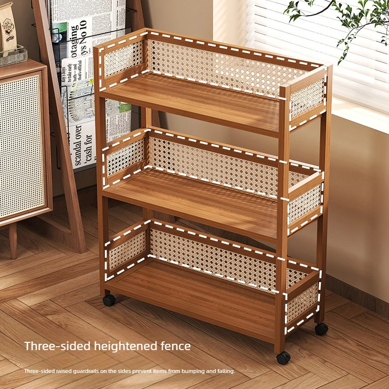 Mobile pulley storage rack, sofa side cabinet, living room storage rack, bedroom bookshelf, office document storage rack
