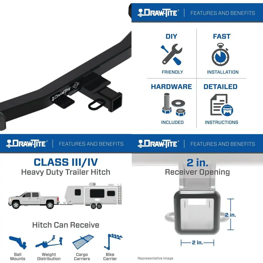

76642, сцепный прицеп класса 4, 2-дюймовый квадратный приемник, грузоподъемность 7500 фунтов, совместимый с Ford Ranger 2024 года.