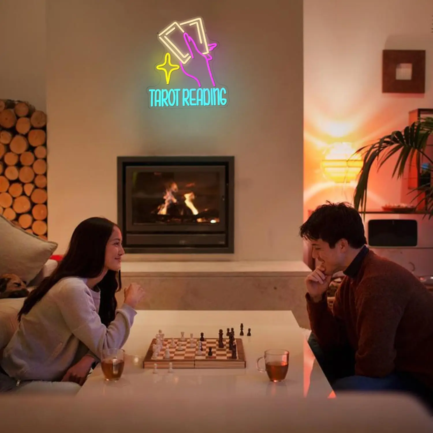 Tarot Reading Neon Sign for Wall Decor LED Dimmable Neon Light Divination for Tarot Hall Card Studio Bedroom Shop Decor Gift