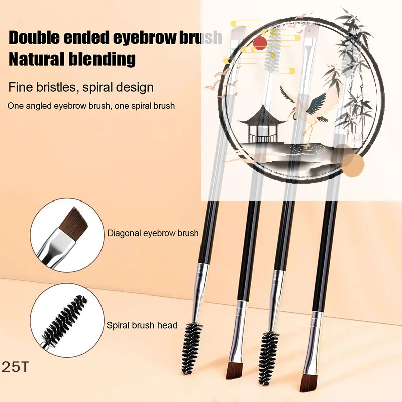 Double-ended Eyebrow Eyeliner Brush For Women Makeup Tools Eyelashes Brush Lash Curl Spiral Brush Angled Brow Powder Brushes