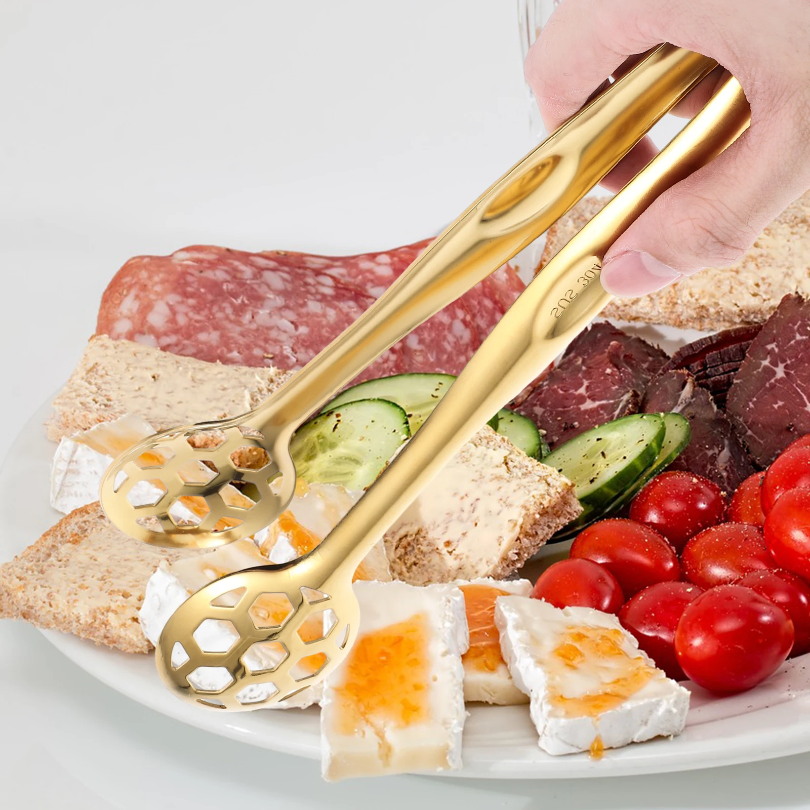 

304 Stainless Steel Steak Tongs Kitchen Food Tong For Grilling Cooking Serving Salad Pastry Dessert Clamp Barbecue Bread Cake