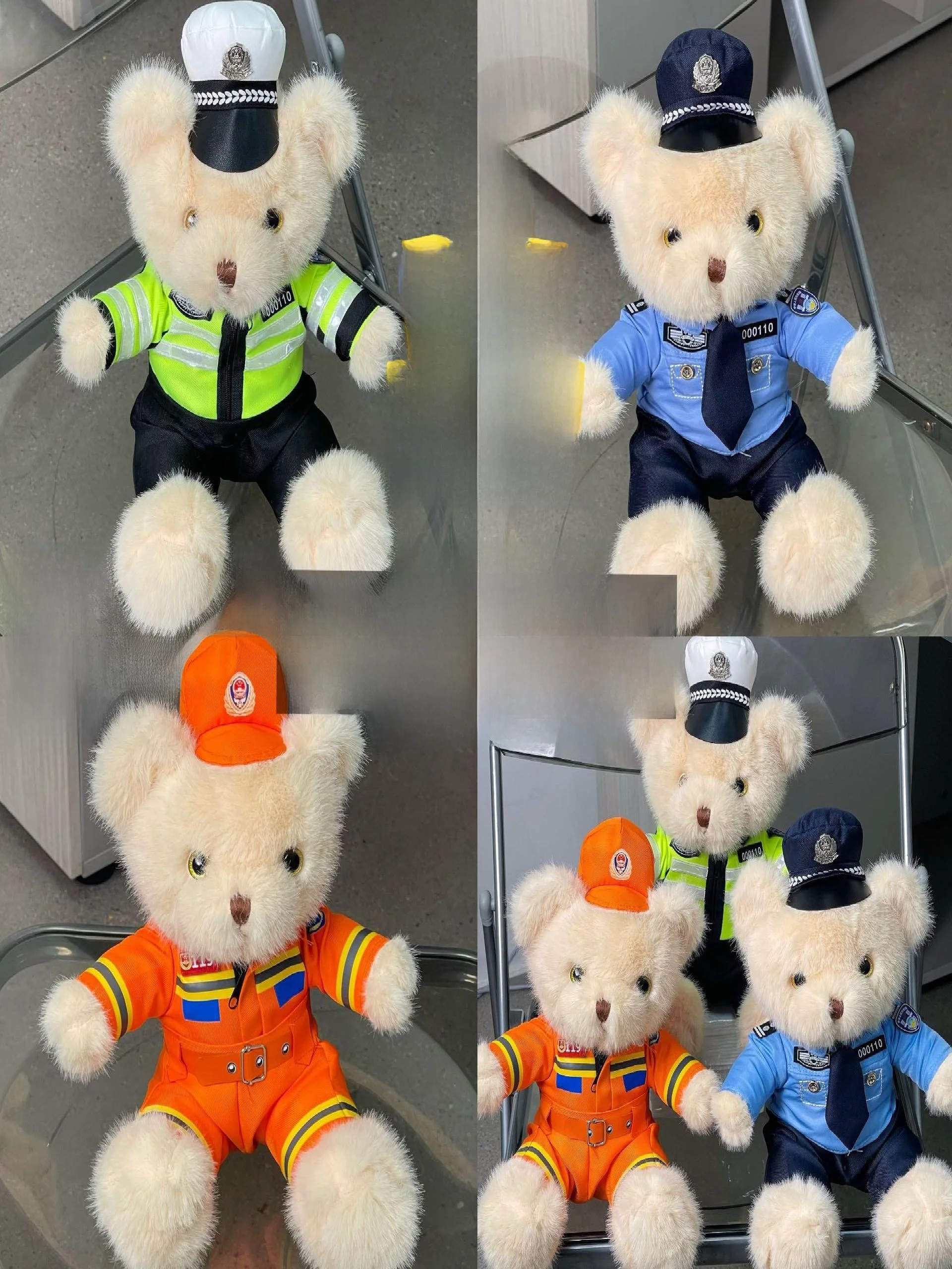 

Plu Firefighter Bear Doll Soft Stuffed Toy Trendy Police Bear for Young Adults Youthful Pluie Collectible Stuffed Animal