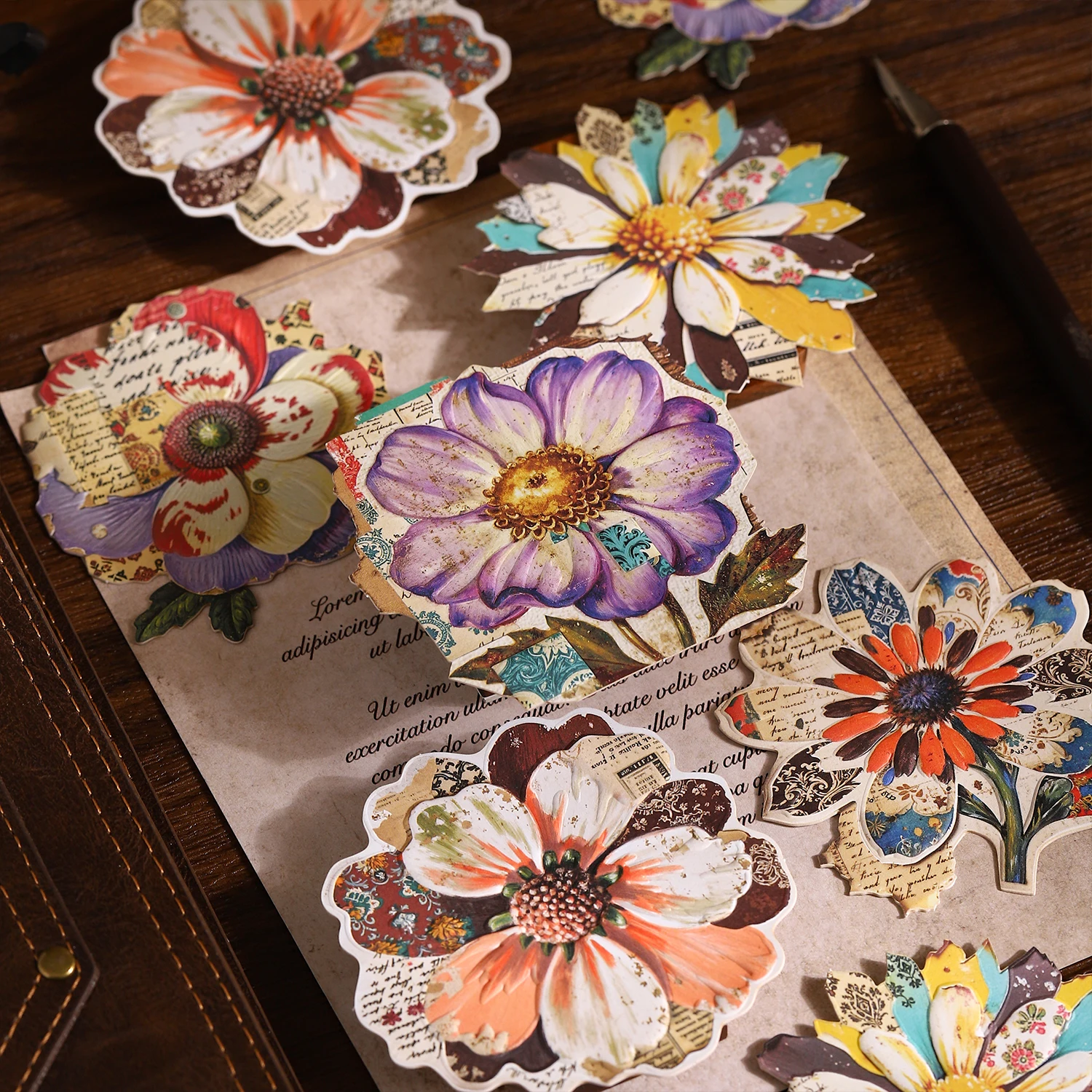 Vintage Baroque Butterfly Flower Relief Landscape Sticker Creative DIY Journal Material Collage Scrapbooking Stationery
