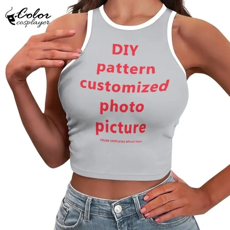 

Color Cosplayer Customized tank Anime Pattern Diy vest Cotton Cosplay Costume Carnival Festival Fan Club Tee Adult Wear