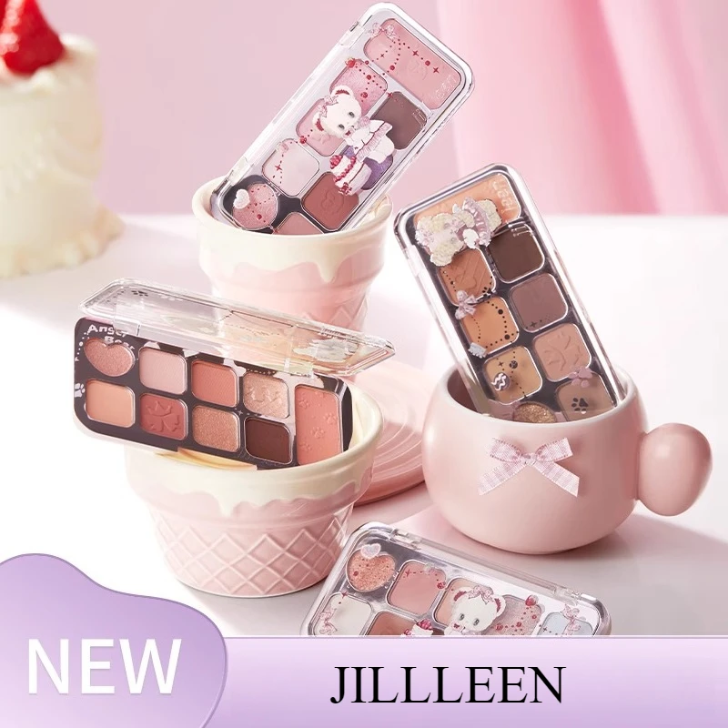 

JILLLEEN 9Color Eye Shadow Comprehensiveb Disc Velvet Matte Pearl Shiny Pink Color Eyeshadow Long-lasting Makeup