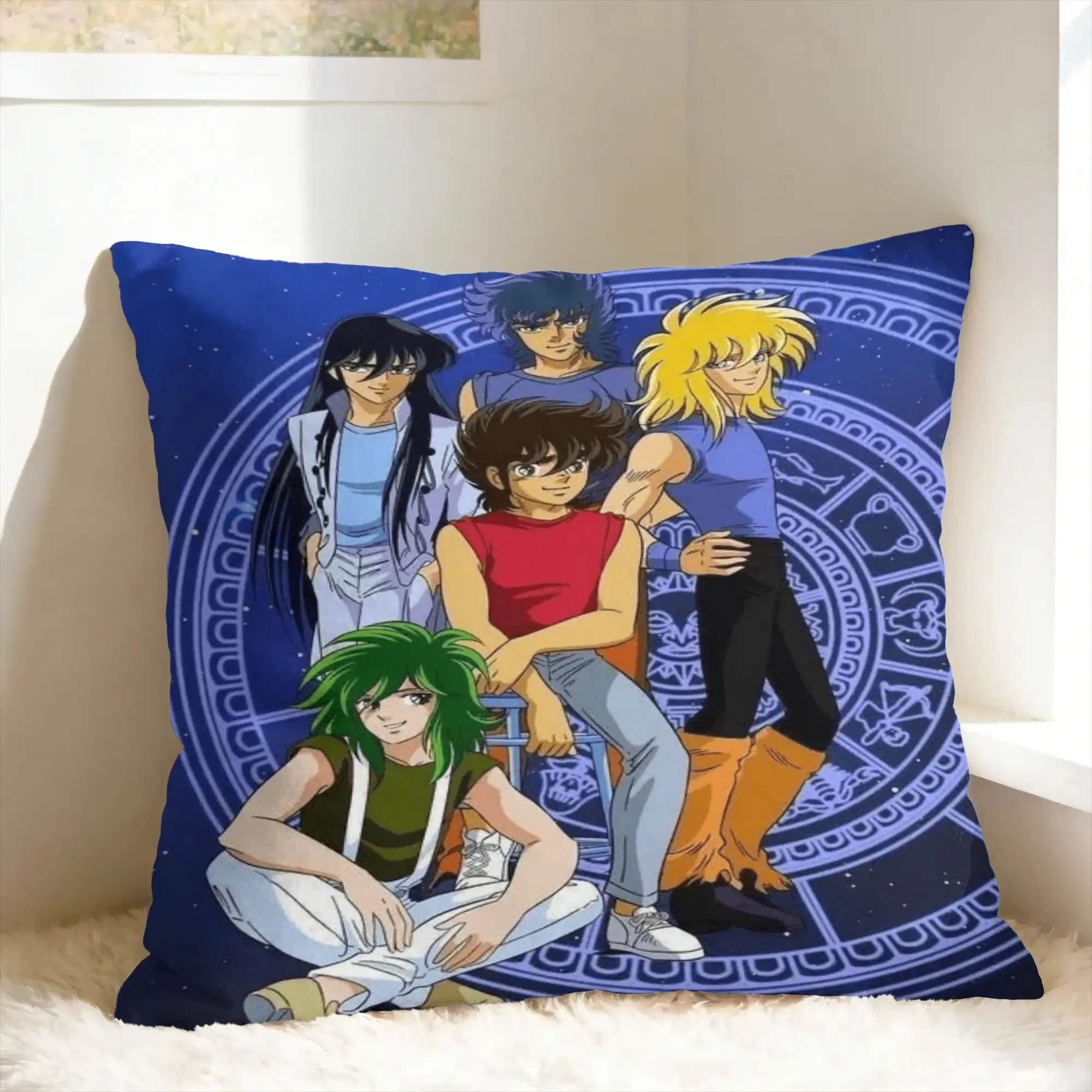 The Knights Pillowcases Saint Seiya Retro Trendy Pillow Case For Sofa Home Decor Graphic Pillow Cover