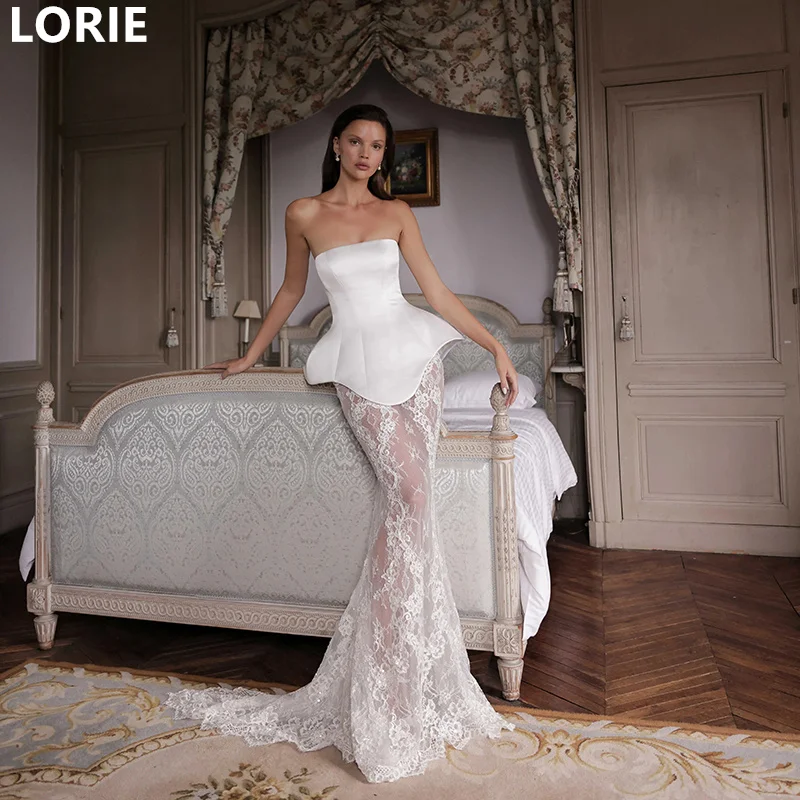 

LORIE Mermaid Lace Applique Wedding Dresses Sexy Sleeveless Wedding Gown Princess Elegant Bride Gowns Customized 2025