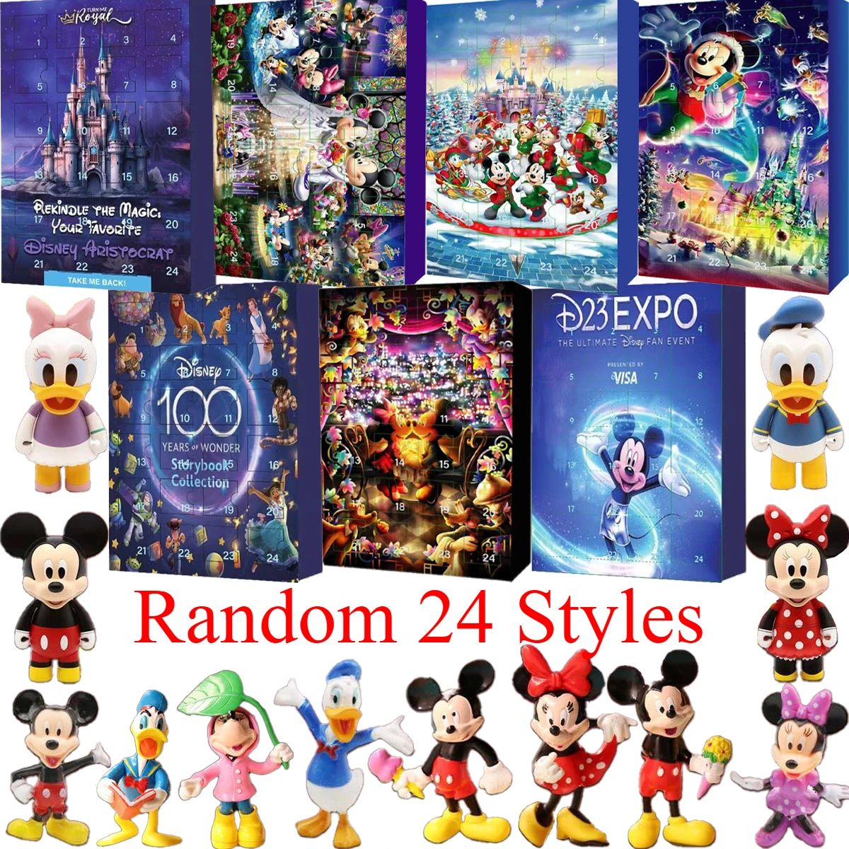 

Disney Mickey Mouse 24-Day Advent Calendar Random Box Mini Figurines Christmas Countdown Ornaments Collectible Set