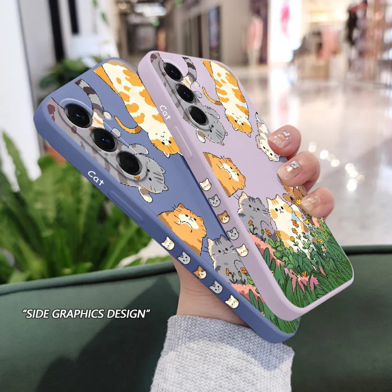 Lovely cat  Phone Case For Samsung Galaxy A37 A57 Liquid Silicone Cover