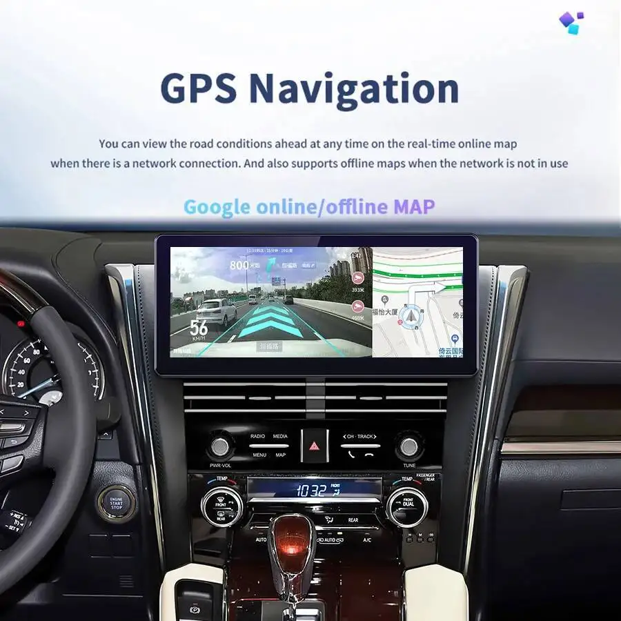 12.3'' Android Car Radio For Toyota Vellfire Alphard 30 A30 2015-2019 Navigation Stereo CarPlay Multimedia Video Player WIFI 4G
