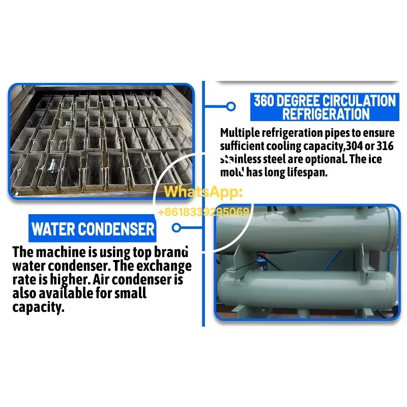 헤비 듀티 블록 제빙기 5톤 산업용 브라인 시스템 제빙기 수냉식 상업용 제빙 설비 CE 최고