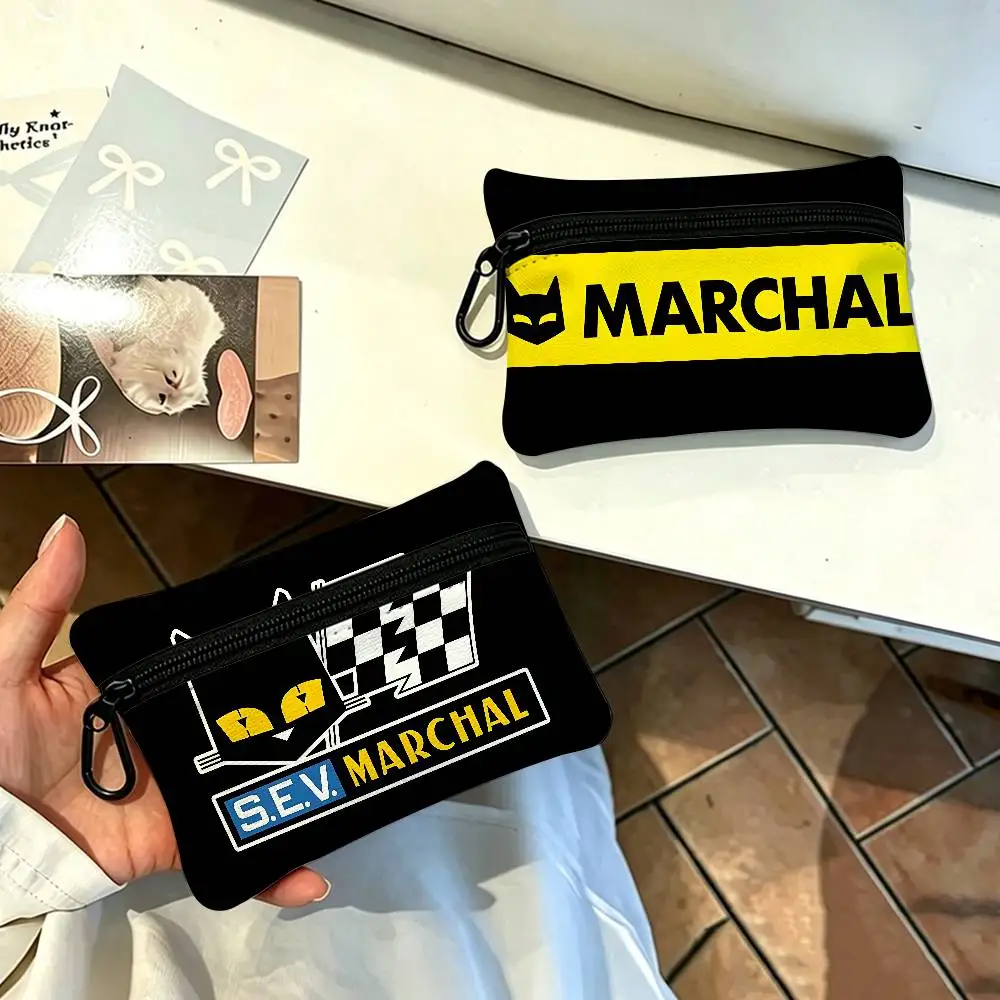 S-E-V M-Marchals Lightweight Oxford Fabric Coin Purse Carabiner Hook Design Mini Card Key Organizer Bag