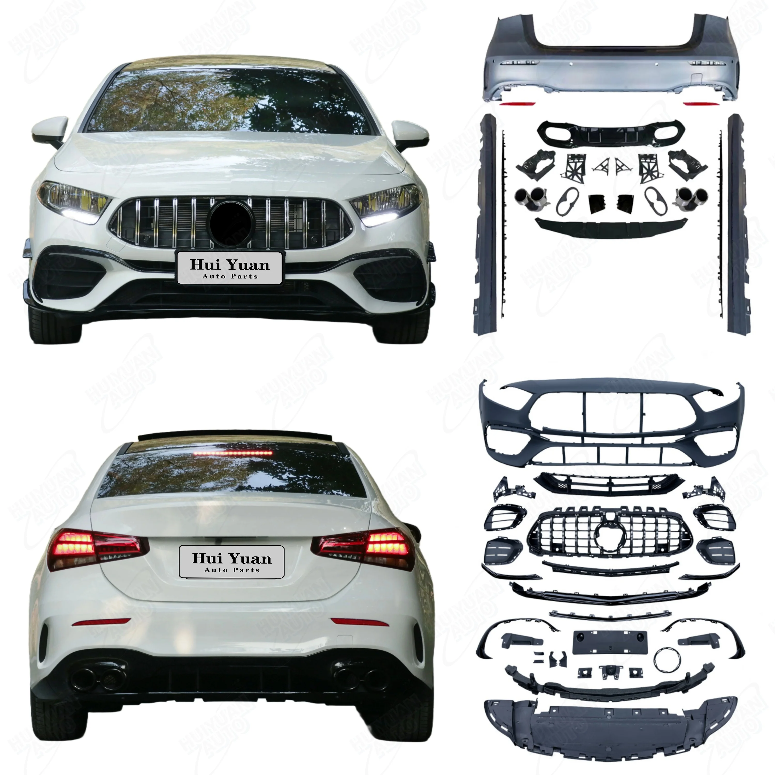 New Condition 2019-2024 Class W177 Car Modified A45 Bumper Grille Diffuser Exhaust Pipe Bonnet Side Skirt