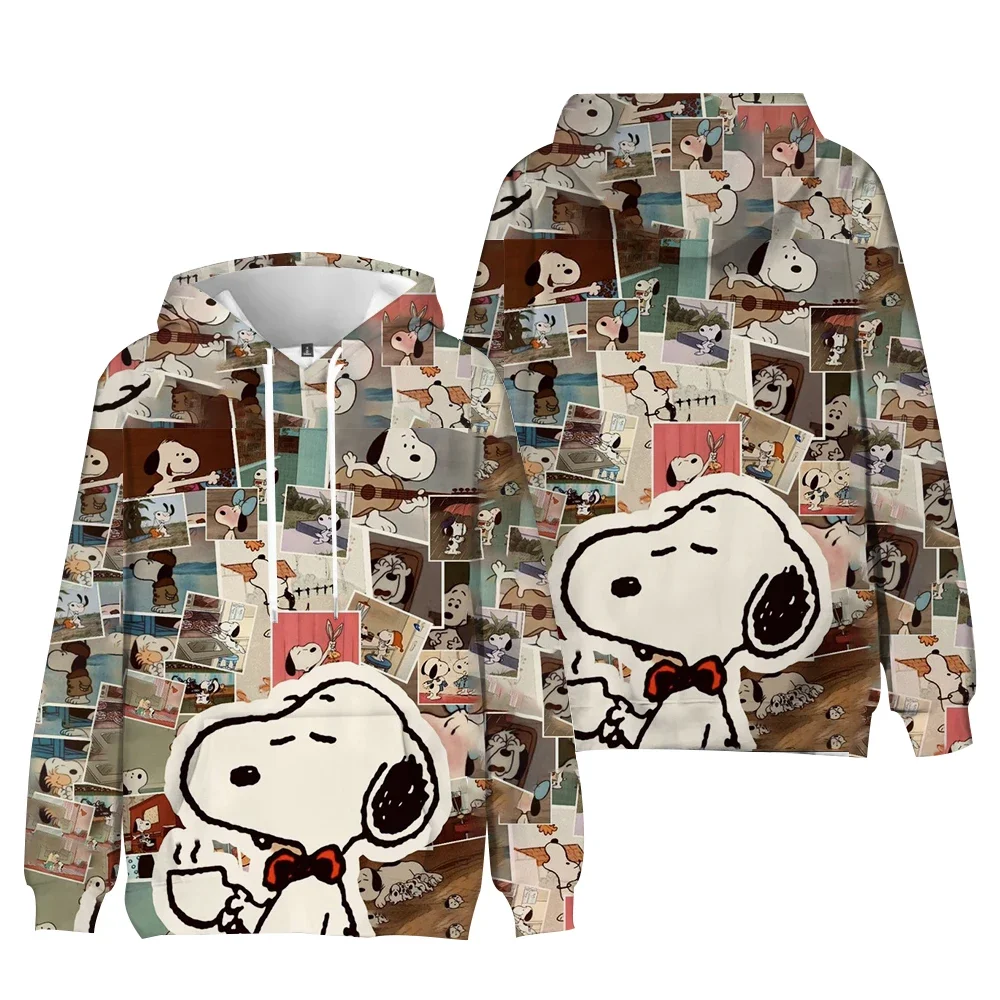 Sweats à capuche imprimés Disney Snoopy pour le printemps et l'automne, style de rue décontracté, pulls simples et à la mode pour hommes et femmes