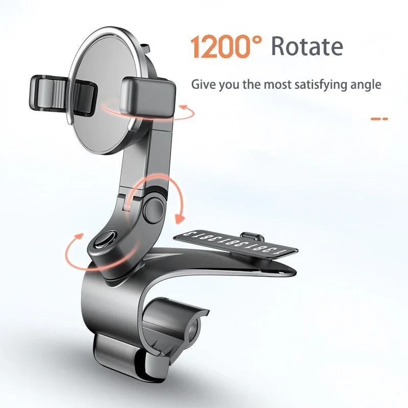 Homhu Universal 360 Rotating Cell Phone GPS Car Dashboard Mount Phone Holder Stand Hud Clip-On Cradle Phone Bracket Car Holder