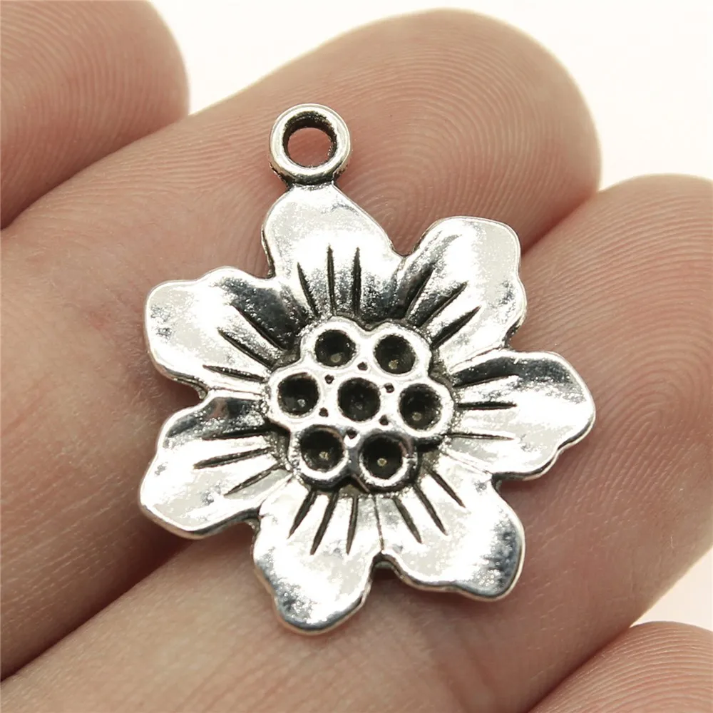 WYSIWYG 10pcs 25x21mm 2 Colors Flowers Charms Pendants For Jewelry Making DIY Jewelry Findings Jewelry Accessories