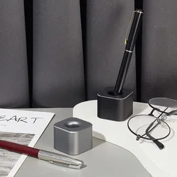 Aluminum Alloy Pen Holder With Non-Slip Pad Creative Office Desktop Ornament Pen Hole Pencil Slot Student Pencil Storage Stand