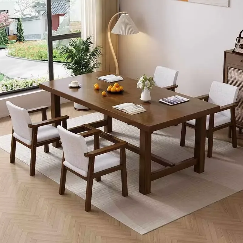 Walnut Solid Wood Dining Table Coffee Table Thickened Table Top Length 1.6m to 2.4m