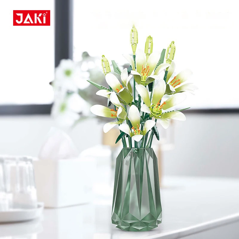 

JAKI plant garden series, tulip everlasting flower building blocks set, creative MOC model art flower gift for girls and mom
