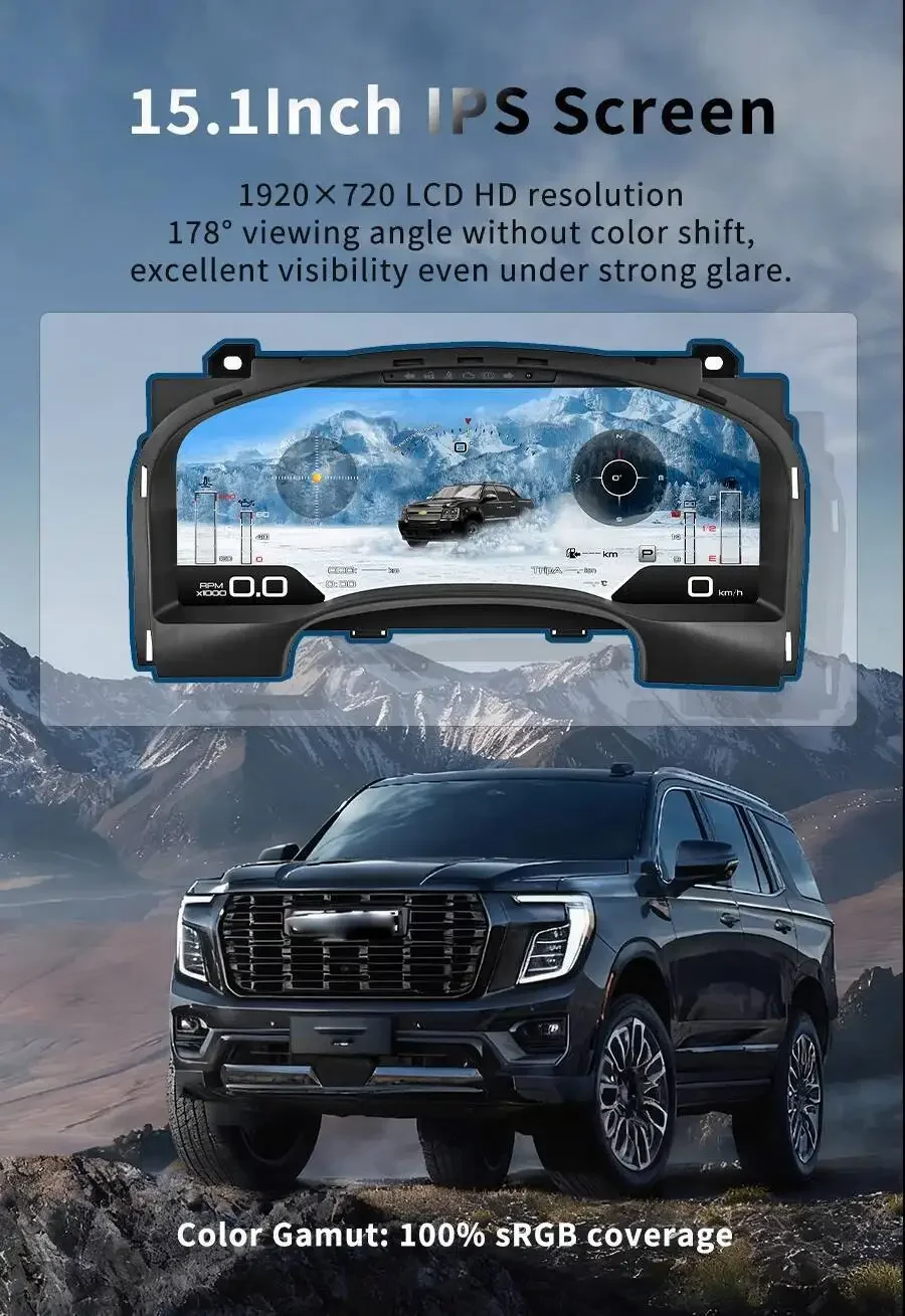 For GMC Yukon Chevrolet Tahoe 2007-2013 Car LCD Dashboard Auto Speed Meter Virtual Cockpit Digital Cluster Instrument Screen