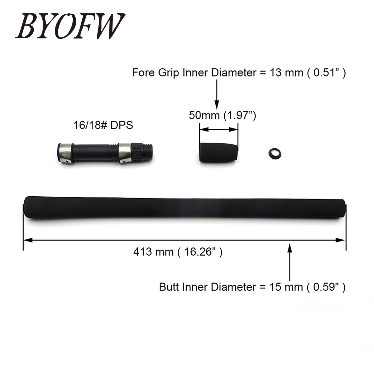 BYOFW Straight Long Spinning Fishing Rod Handle Grip And Reel Seat Pole Building EVA Material DIY Repair Replacement Component