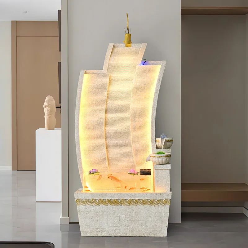 Yjq flowing water ornament living room TV cabinet home decoration fountain floor light luxury circulating water feng shui wheel