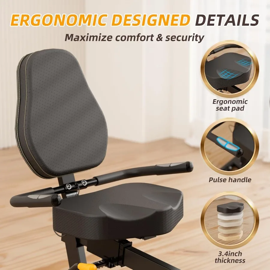 Rower treningowy leżący dla dorosłych i seniorów, rowery leżące do użytku domowego z oporem magnetycznym, Bluetooth i możliwością podłączenia do aplikacji.