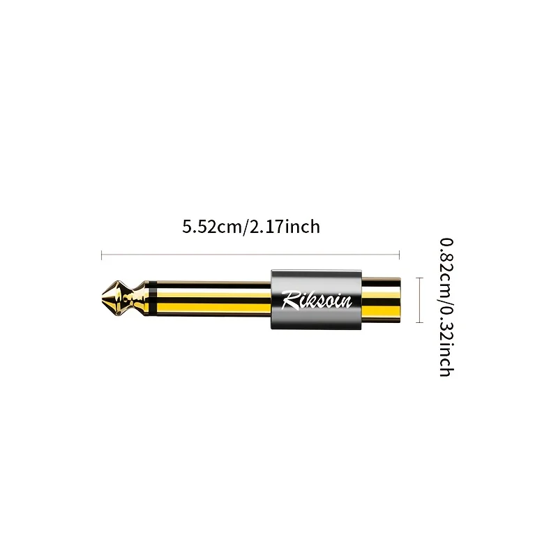 6.35 mm Male to RCA Female Audio Adapter, Gold-Plated Connectors, Compatible with Home Cinema Equipment, Guitars and Mixers