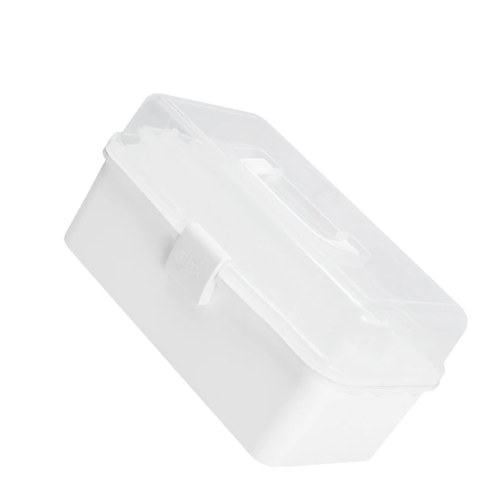 

Medicine Storage Box L Large Aid Box Lock Transparent Cover Portable Household Plastic Case for Outdoor