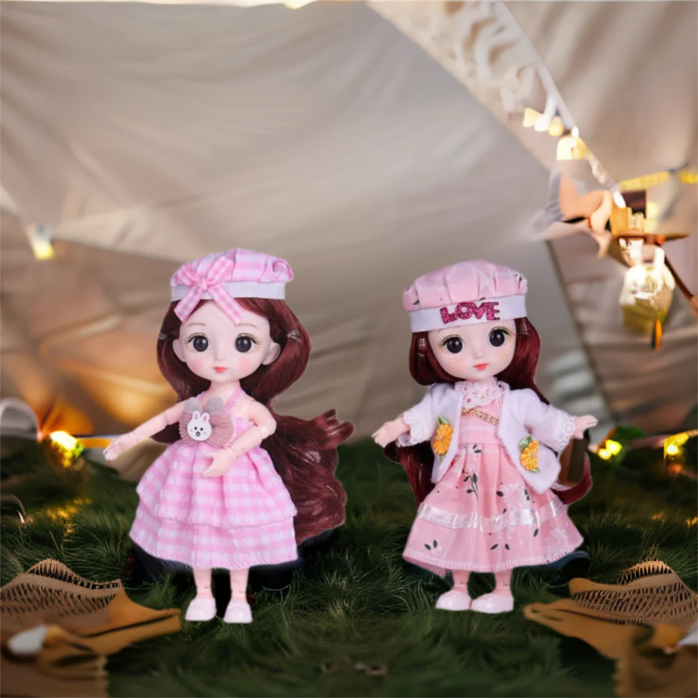 

1/12 BJD Симпатичная кукла BJD с одеждой, 13 подвижных суставов, милое лицо, мини-кукла для девочек с одеждой, голубыми глазами и обувью