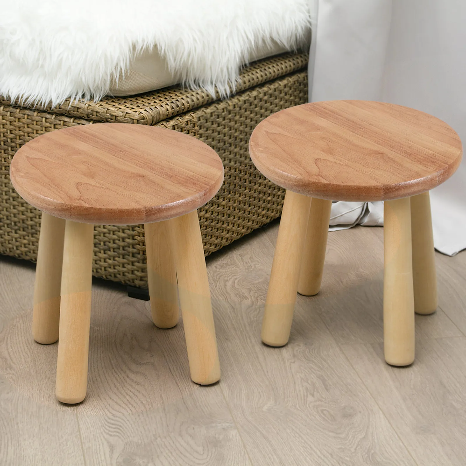 

Wooden Stool Seat Replacement Round Bar Stool Wood Finish Versatile Design for Kitchen Living Room Bathroom Garden
