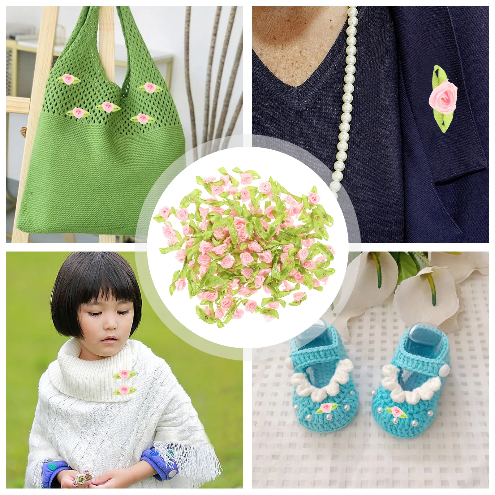 

500Pcs Beautiful Fabric Rose Flower Decorations Applique Accessories For Crafting Clothing