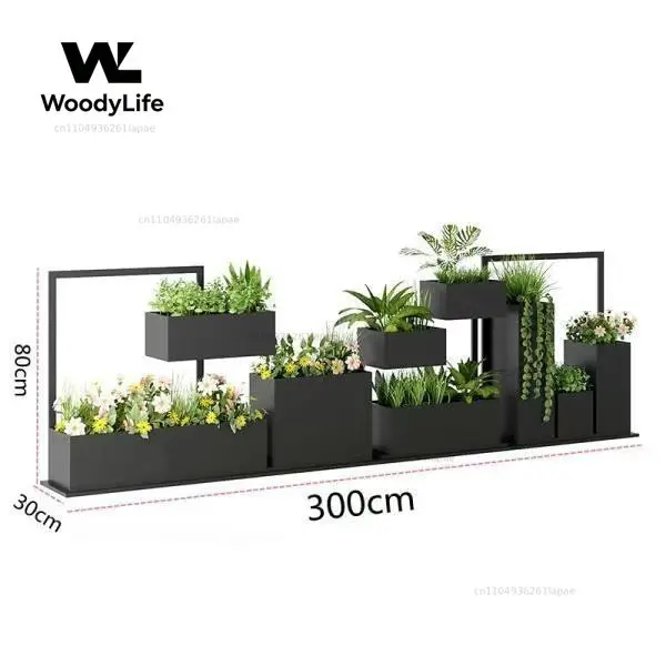 Outdoor wrought iron flower box fence flower stand restaurant partition indoor simple combination mobile external pendulum
